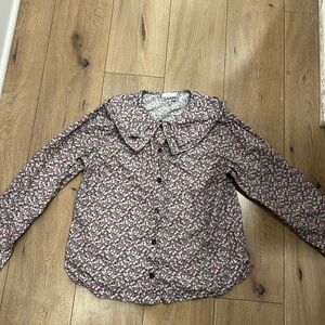 Ganni Floral Printed Peter Pan Collared Blouse Size 6